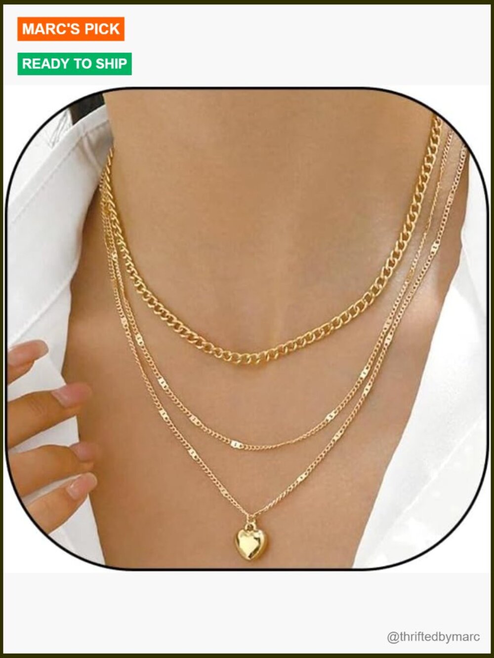 3pcs Gold Layered Dainty Heart Round Pendant Choker Necklace Set Boho Jewelry